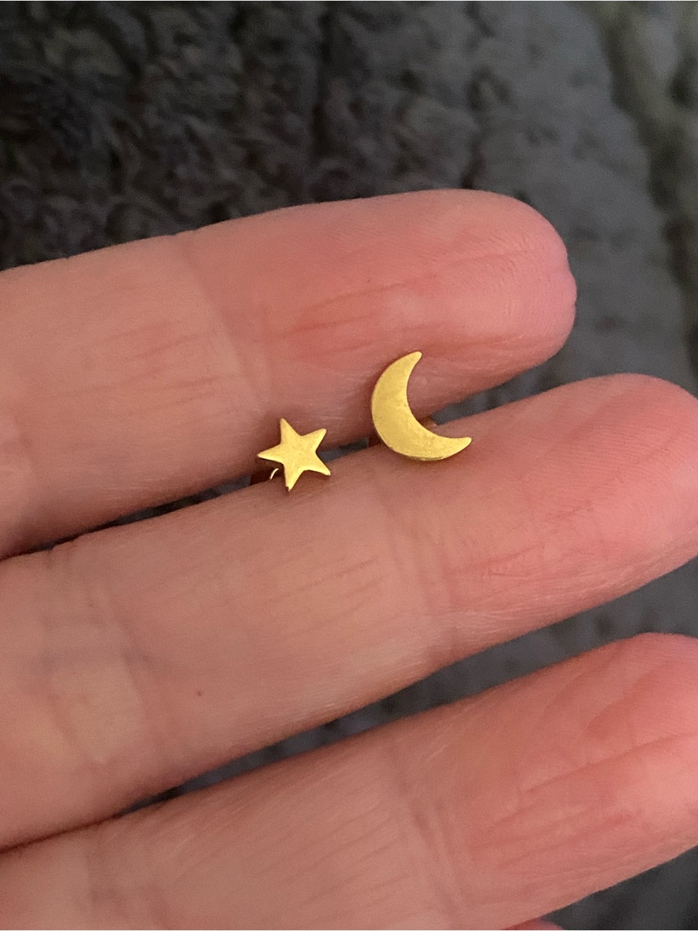 Gold Moon and Star Stud Earrings - Minimal Celestial Jewelry